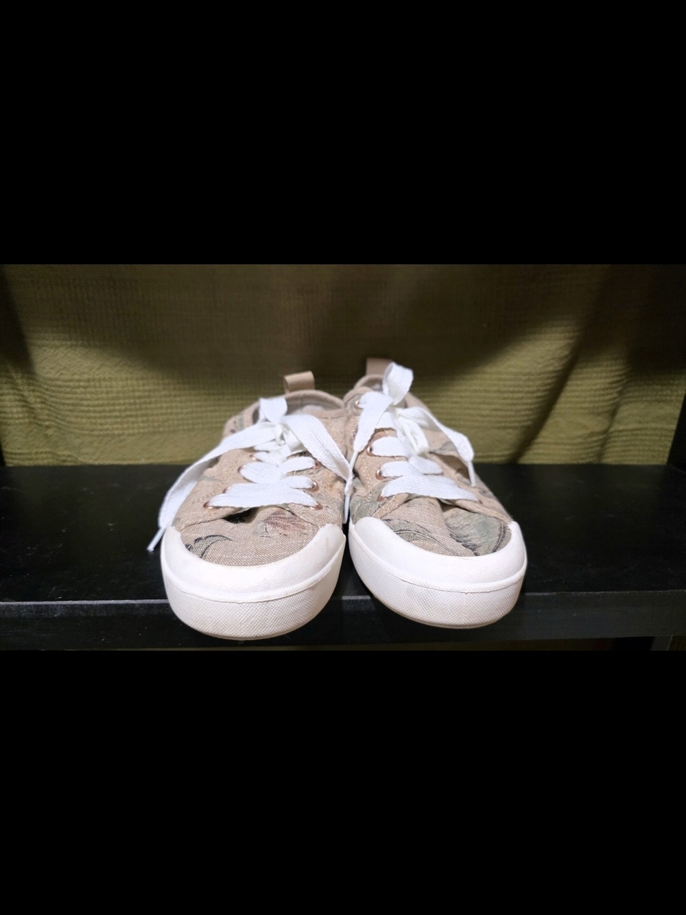 Roxy Beige Floral Canvas Sneakers with White Laces
